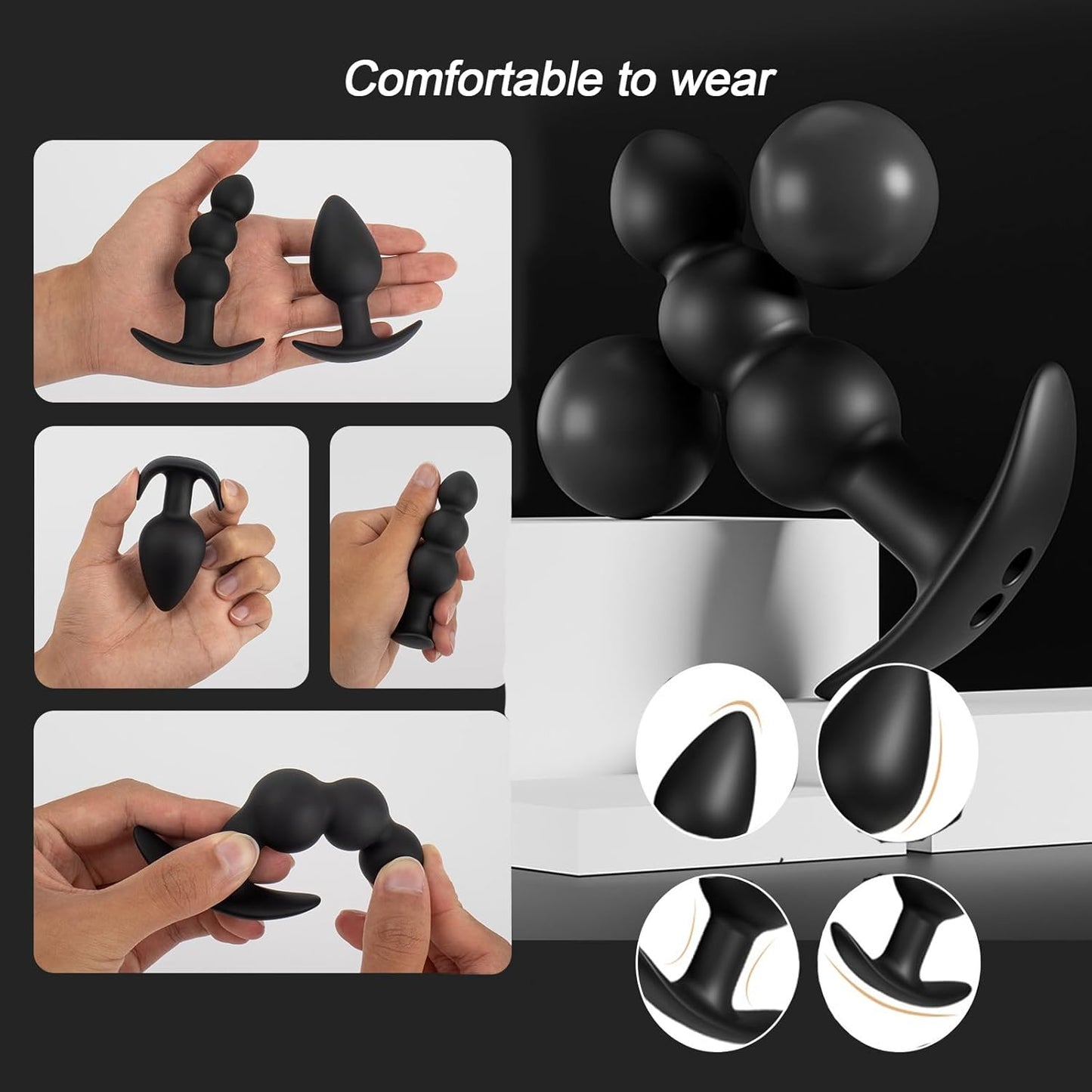 SereneGlow Electric Shock Silicone Anal Beads Plug