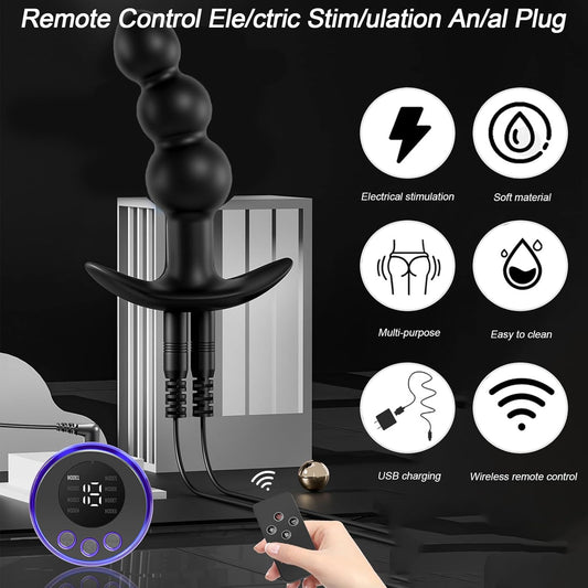 SereneGlow Electric Shock Silicone Anal Beads Plug