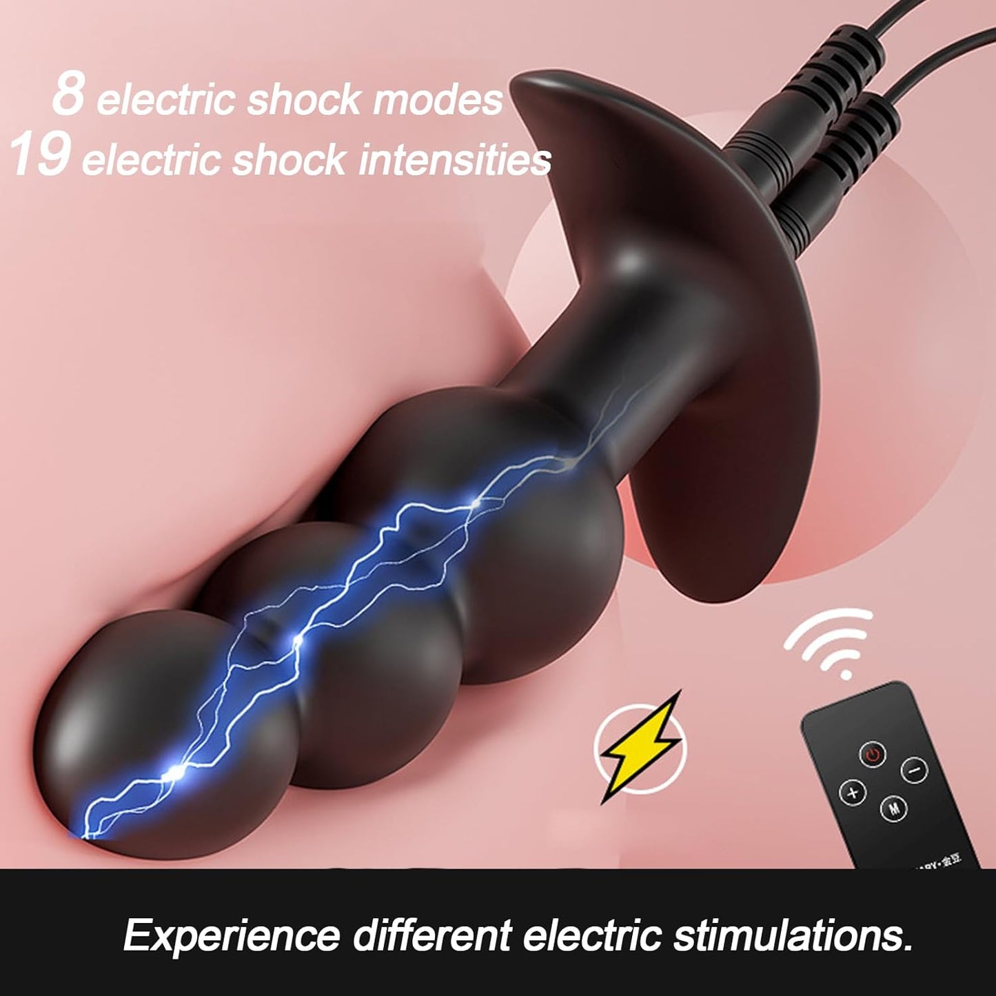SereneGlow Electric Shock Silicone Anal Beads Plug
