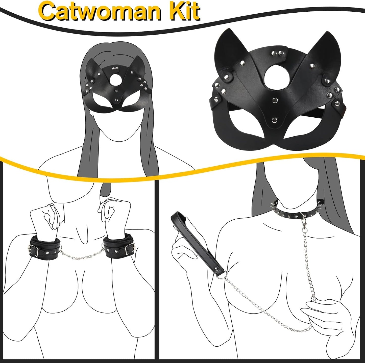 ForePlay BDSM Cat Mask Bondage Sex Restraints Set