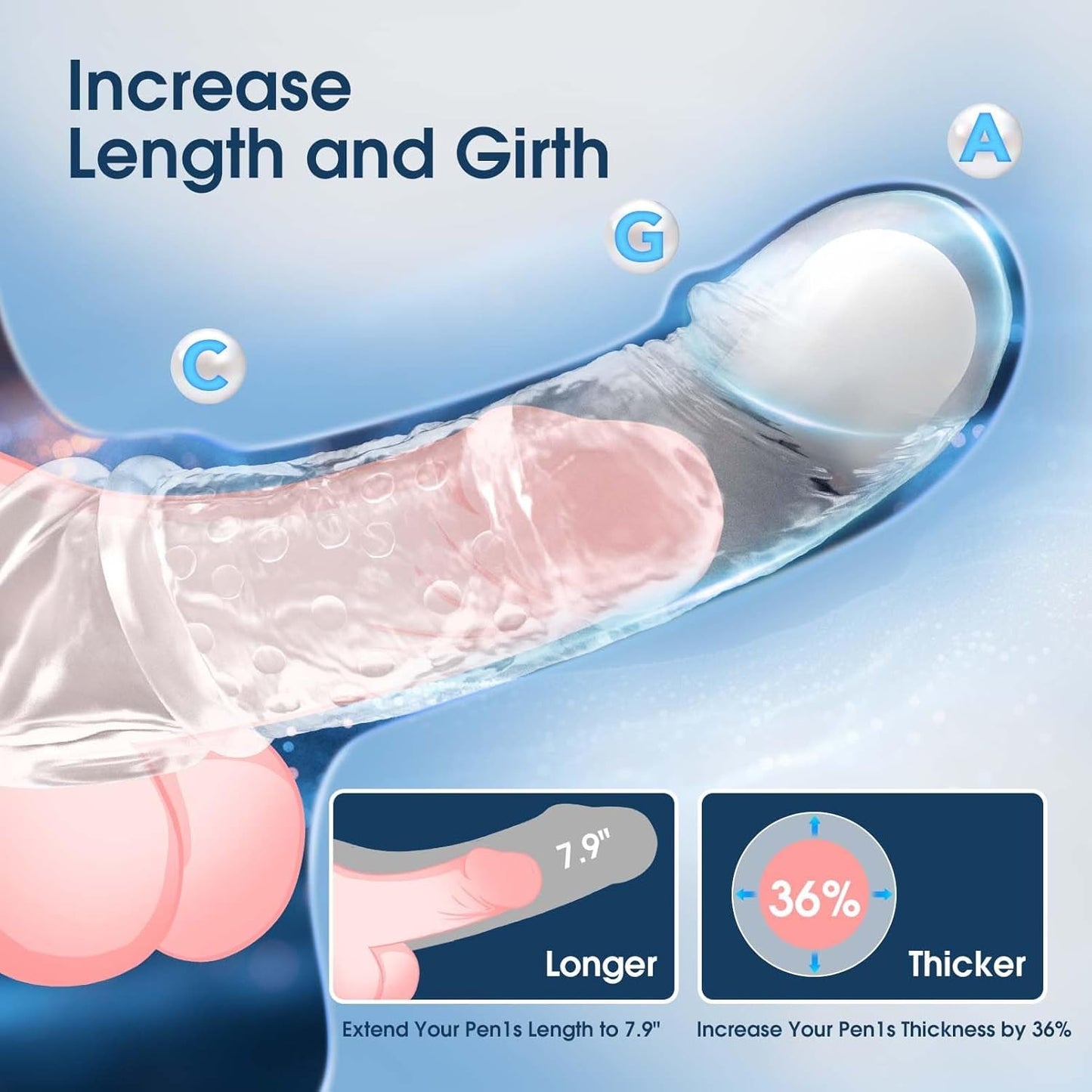 VibeX 4-in-1 transparent Vibrating Penis Sleeve