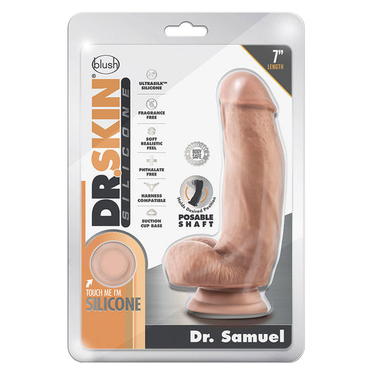 Dr. Skin Silicone Dong with Suction Cup - Dr. Samuel Vanilla 7"