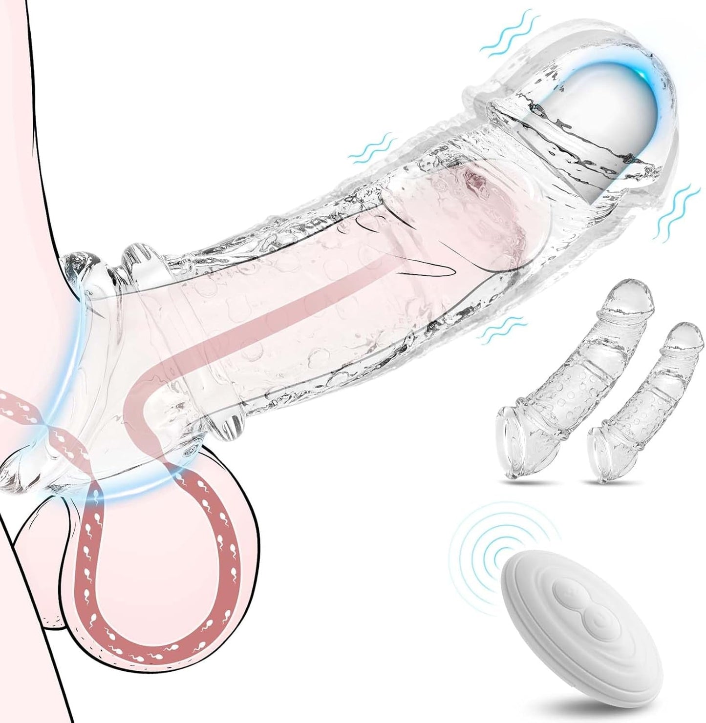 VibeX 4-in-1 transparent Vibrating Penis Sleeve