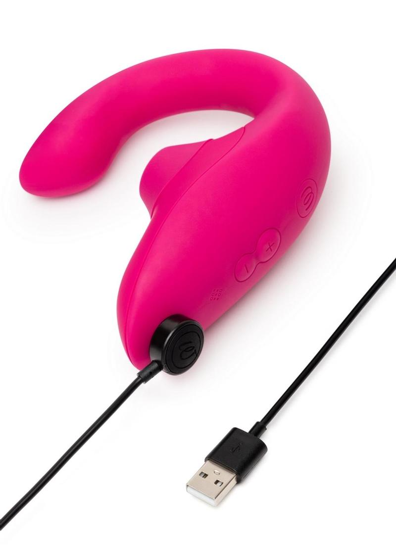 The Curve Silicone Vibrator with Clitoral Stimulator