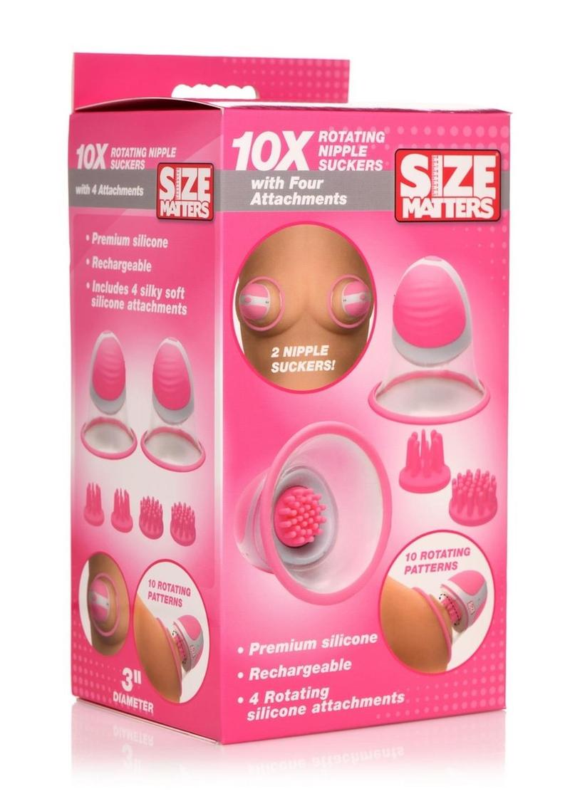 Size Matters 10x Rotating Silicone Nipple Suckers with 4 Attachments