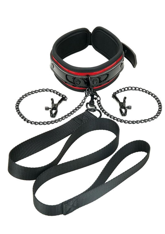 WhipSmart Heartbreakers Deluxe Collar, Nipple Clips, Leash